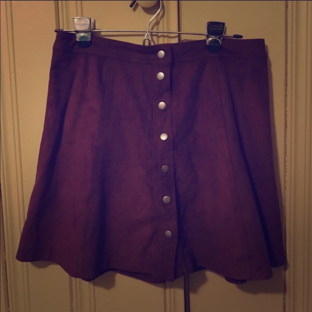 Burgundy Suede High Waisted Skirt